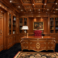 Meuble de bureau de luxe médiéval en bois massif sur mesure, bibliothèque classique élégante pour bureau de direction, étagère de rangement