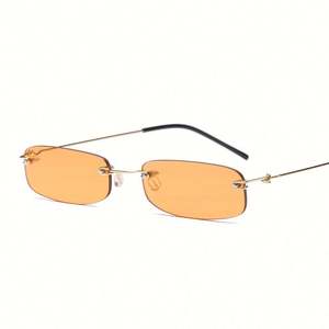 Lunettes de soleil personnalisées 2019, monture petite, lunettes de soleil pour femmes, style rétro, rectangulaires, sans monture, à bord étroit - Product Image 5