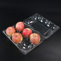 Emballage de fruits à clapet transparent en plastique 2 4 6 trous Contenants à pommes Vente en gros Emballage à clapet en plastique à clapet pour fruits