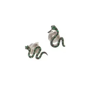 Newly Developed Products Cheap Silver Jewelry 925 Silver Green Crystal Snake Earrings For Women