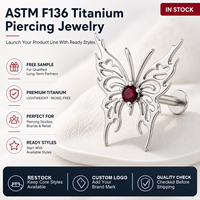 JiaXin ASTM F136 Titane de qualité implantable, Stud Labret à filetage interne, Bijou corporel en Zircon Cubique pour Cartilage, Tragus, Hélix, Conch