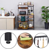 Support de boulanger de cuisine avec prise de courant Support pour micro-ondes Étagère de station de bar à café Étagère de rangement de cuisine avec panier à épices