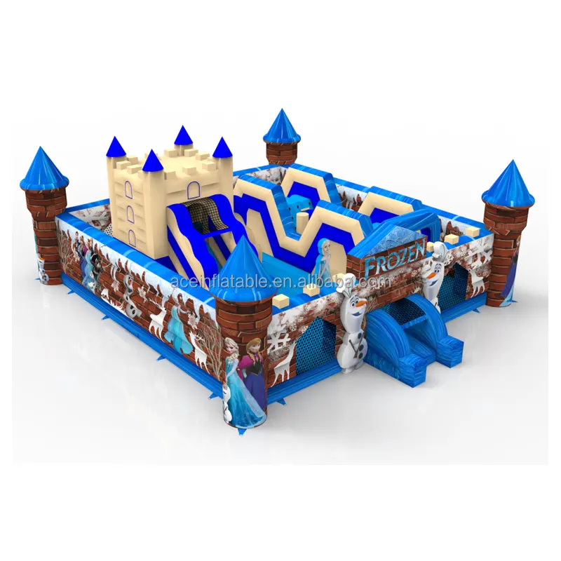 Château sautant plein air combo pour enfants commerciaux combo avec toboggan aire de jeux glace gelée maison gonflable ville amusante