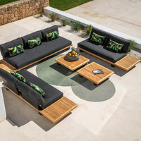 Combinaison de canapés d'extérieur pour hôtels, chaises longues en bois massif pour cour et jardin, meubles en teck pour balcon ouvert
