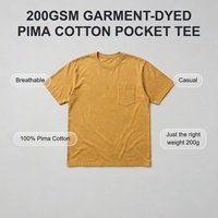 Maßgeschneidertes Herren-T-Shirt aus 200GSM Garment-Dyed 100% Pima-Baumwolle mit Brusttasche, Casual, Alltagstauglich, Großhandel