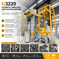 Máquina de granallado de banda transportadora de rodillos CE Q3220 de 200 kg Sa2.5 PLC para piezas de metalurgia de polvo, engranajes sinterizados y casquillos de leva