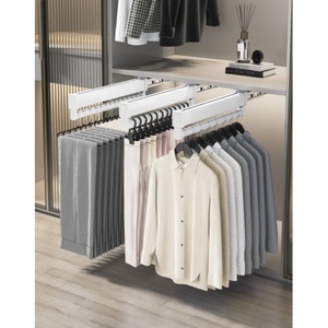 Armoires d'usine Quincaillerie montée sur le dessus Vêtements coulissants Support de rangement pour pantalons <span class=keywords><strong>Porte</strong></span>-pantalons suspendu télescopique - Product Image 5