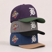 Gorra Ajustada de Ala Curva de Alta Calidad con Parche Lateral y Ala Bicolor Estilo Americano - ¡Gran Oferta!