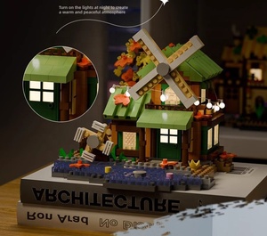 Ensembles de blocs de construction de modèles architecturaux miniatures de forêt avec lumière pour l'assemblage de la décoration intérieure Mini blocs décoratifs pour la maison - Product Image 4