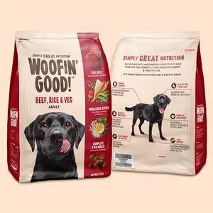 Custom Resealable Zipper 5 10kg 15kg 20kg Animal Feed Bag Eco Friendly Alumínio Foil Plastic Dog Treats Embalagem Pet Snack Bag