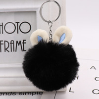 Pendentif de sac en fausse fourrure imitation lapin avec oreilles de lapin mignonnes, porte-clés de voiture en fourrure, cadeaux en gros
