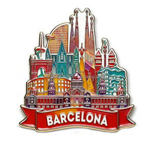 Magnete per Frigorifero Rotondo Smaltato a Tema Groenlandia, Paesaggio Glaciale con Volpe Artica, Case Nordiche Colorate, Souvenir Turistici - Product Image 6