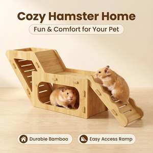Escondite de Bambú para Hámster con Pared de Escalada, Rectangular, Ecológico, Juguete Nido para Mascotas Pequeñas - Product Image 2