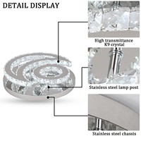 Plafonnier moderne à LED 33W Soleil Lune, en acier inoxydable et cristal, rond, pour éclairage domestique et de bureau