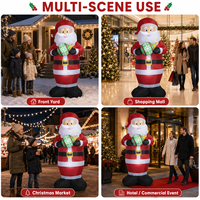 Figurine de Père Noël gonflable personnalisée, avec boules de Noël éclairées par LED, adaptée aux décorations de Noël en plein air dans le jardin.