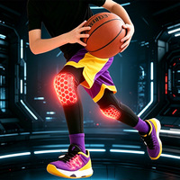 Pantalons de compression pour enfants avec genouillères en nid d'abeille, leggings de sport extensibles dans quatre directions pour le basketball