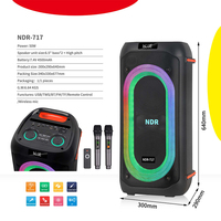 Microphone à condensateur portable OEM NDR NDR-717 en ABS avec haut-parleur et lumières LED RGB - Sans fil pour utilisation en extérieur et en home cinéma