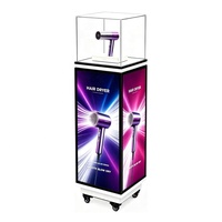 Vitrine d'affichage LED sur pied à 4 faces pour salons professionnels en intérieur, signalisation numérique de vente au détail, totem publicitaire vidéo, boîte à lumière LED