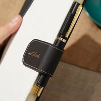 Carnet à couverture rigide en cuir PU rétro A5 avec porte-stylo, journal personnalisé à couverture plate, marque privée luxueuse