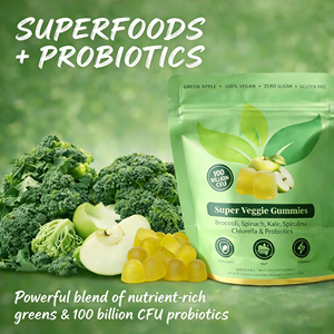 Gummies Antioxydantes Super Végétales Marque Blanche, Saveur Pomme Verte, Brocoli, Épinards, Chou Frisé, Spiruline, Chlorelle - Product Image 2