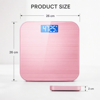 Balance numérique moderne de 26 cm, rose, en verre trempé, affichage LCD bleu rétroéclairé de 2 cm, précision élevée, pour la maison et l'usage personnel
