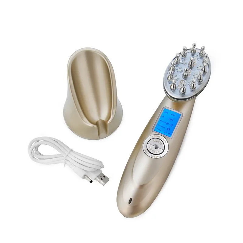 6-in-1 Laser pettine fotone Bio vibrazione EMS RF massaggio coltiva la spazzola per la perdita dei capelli