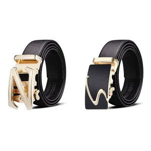 Manufacturer Custom Cheap Gold Buckles Leather Belts Mens 100% Genuine Leather