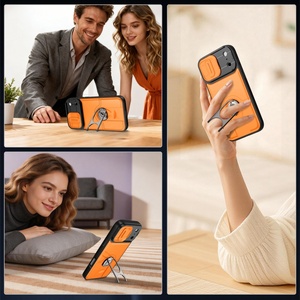เคสโทรศัพท์แบบด้านคุณภาพสูงสำหรับ iPhone 17 11 12 13 Pro Max 14 15 16 Plus Air พร้อมขาตั้งหมุนได้และฝาปิดป้องกันกล้องแบบเลื่อน - Product Image 2