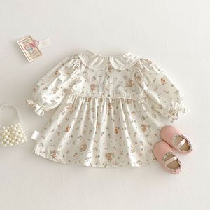 2025 nuovo Design Casual abito in morbido cotone per <span class=keywords><strong>1</strong></span> <span class=keywords><strong>anno</strong></span> bambina floreale stampa al ginocchio per bambini Dress ODM - Product Image 2