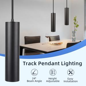 Lampadario <span class=keywords><strong>a</strong></span> Soffitto Nordico per Soggiorno e Cucina, Lampada Decorativa Sospesa Regolabile in Altezza, Luce Pendente COB su Binario - Product Image 2