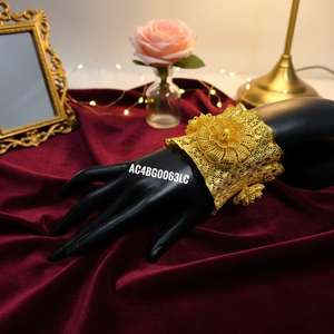 เครื่องประดับกำไลข้อมือสำหรับผู้หญิงทรงดอกไม้ชุบทอง24K หนึ่งกรัมใหม่ - Product Image 3