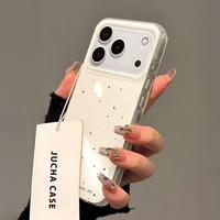Coque de téléphone pour 17 Pro Max avec effet d'encre éclaboussée et points noirs, compatible avec tous les modèles, transparente, intégrale, résistante aux chutes, en silicone