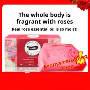 Venda quente Original ácaro removendo Sabão De Banho Com Rosa fragrância Limpeza Óleo Essencial Pele Clareamento Sabão