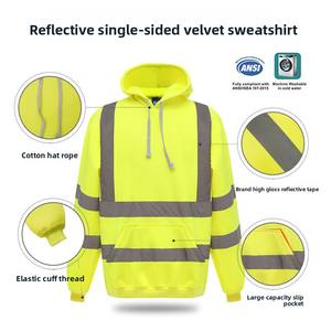 FORTE erkek Polyester kapüşonlu kazak Sweatshirt ANSI sınıf 2 yüksek görünürlük turuncu/sarı/siyah sıcak yansıtıcı güvenlik Hoodie - Product Image 3