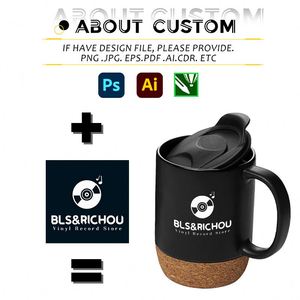 Factory Wholesale Cork Base Ceramic Mugs Custom 11oz Enamel Mugs Sublimation Blanks Black Beer Coffee With Logo - Product Image 2