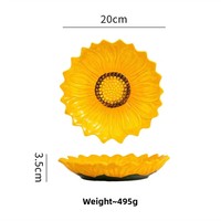 INS Creatief Hoogwaardig Vintage Stijl Zonnebloemvormig Planten Keramiek Wegwerp Biologisch Afbreekbaar Bord voor Thuisgebruik Dessert Fruit