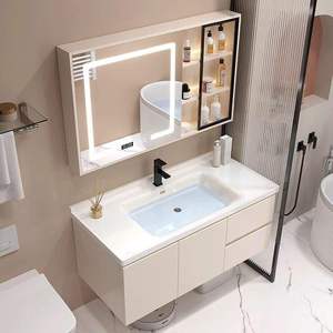 White bathroom cabinet beehive smart <b>mirror</b> cabinet white countertop washbasin hanging cabinet body - Product Image 1