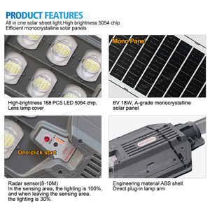 Farola <span class=keywords><strong>Solar</strong></span> Todo en Uno para Exteriores <span class=keywords><strong>de</strong></span> Alto Brillo <span class=keywords><strong>con</strong></span> Lente <span class=keywords><strong>de</strong></span> PC Grande, <span class=keywords><strong>Sensor</strong></span> <span class=keywords><strong>de</strong></span> Movimiento, <span class=keywords><strong>Sensor</strong></span> <span class=keywords><strong>de</strong></span> <span class=keywords><strong>Luz</strong></span>, LED 5054 para Jardín y Camino - Product Image 2