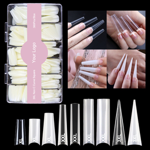 Bán Buôn Dài Vuông Nail Mẹo Rõ Ràng Màu Sắc Tự Nhiên Nail Nguồn Cung Cấp 500 cái/hộp Acrylic Pháp Nửa Bìa Nhân Tạo Nail Mẹo - Product Image 2
