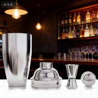 Ensemble de shaker à cocktails Camol personnalisé 5 pièces, shaker de 750 ml avec doseurs de 15/30 ml, pailles verseuses, kit de barman en acier inoxydable