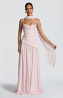 S3032F Nouvelle robe de soirée élégante pour femme, sans bretelles, couleur unie, coupe ajustée, sans manches