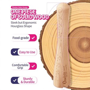 Prensa de Fermentación de Madera Maciza Onebite, Prensador de Ensaladas Graduado de Madera de Haya, Herramienta para Encurtir, Utensilio de Cocina - Product Image 5
