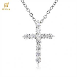 Bijoux fins, pendentif <span class=keywords><strong>croix</strong></span> en argent sterling 925, moissanite, diamant complet, or blanc, pendentif <span class=keywords><strong>croix</strong></span> chrétienne Jésus, collier - Product Image 1