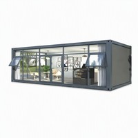 Maison conteneur modulaire en kit en gros avec façade en verre trempé, maison mobile préfabriquée en acier, aménagement personnalisable