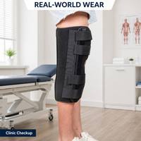 Attelle d'immobilisation du genou à trois panneaux de 20 pouces, rotule ouverte, sangles réglables, stabilisateur de jambe pour la rééducation post-chirurgicale des fractures