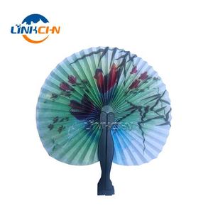 Éventail rond en plastique accordéon personnalisé Éventail pliant en papier à main - Product Image 1