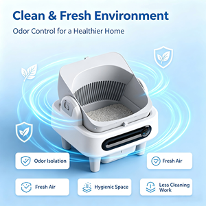 Litière Intelligente Carrée en Plastique à Couvercle Ouvert pour Chats, Contrôle par Application, <span class=keywords><strong>Robot</strong></span> Nettoyant Automatique pour Plusieurs Chats - Vente en Gros Usine - Product Image 1