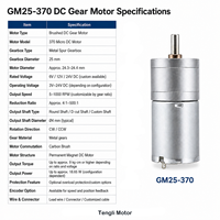 GM25-370 25mm 12V 24V DC Gear Motor 5-1000RPM Gearbox Logam dengan Poros Kustom - Harga Langsung dari Pabrik