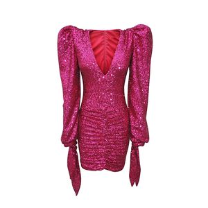<strong>Sequin</strong>-embellished <strong>Bodycon</strong> Skirt Deep V-neck <strong>Sequin</strong> <strong>Dress</strong> - Product Image 6