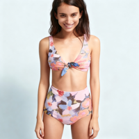 OEM ODM Custom Dames 2-delige Bikiniset Groothandel Driehoek Print Snel Droogend Ademend Anti-UV Plus Size Zwemkleding Rechtstreeks van de Fabriek